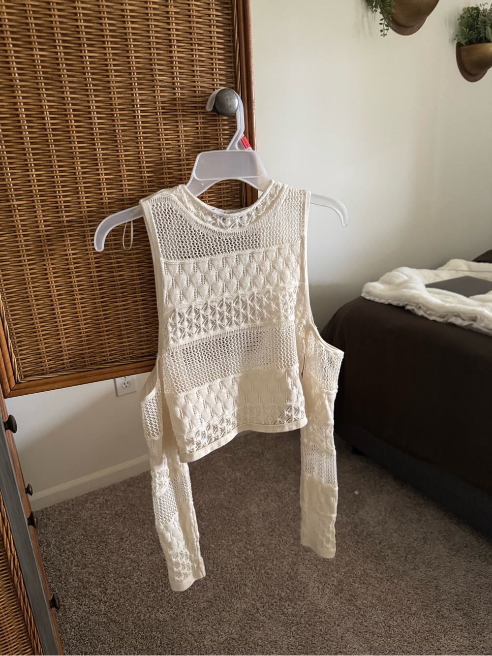Zara Cream Crochet Knit Tank Top